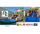 22FT tall Tiki Plunge Double Lane Slide with Deep Pool